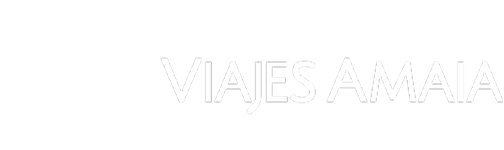 Logotipo blanco de Viajes Amaia versión png